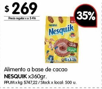 Disco Cacao en polvo nesquik 360g oferta