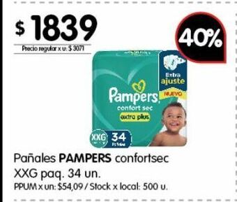 Disco Pañales pampers confortsec oferta