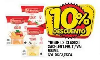 Supermercados Yaguar Yogur LS Clasico Sach Ent.Frut/Vai 900ml oferta