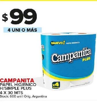 Carrefour Maxi Papel higiénico campanita 4 x 30mts oferta