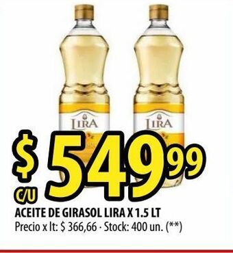 Punto Mayorista Aceite de girasol lira x 1.5 lt oferta