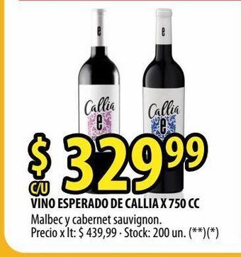 Punto Mayorista Vino esperado de callia x 750 cc malbec y cabernet sauvignon. oferta
