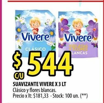 Punto Mayorista Suavizante vivere x 3 lt clásico y flores blancas oferta