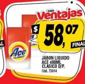 Supermercados Yaguar Ace Jabon Liquido 400ml Clasico D/P oferta