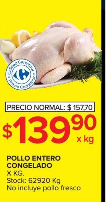 Carrefour Market Pollo Entero Congelado x kg oferta