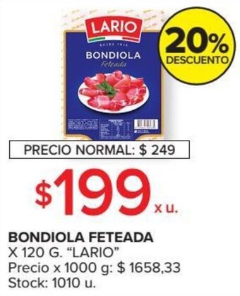 Carrefour Market Lario Bondiola Feteada x 120g oferta