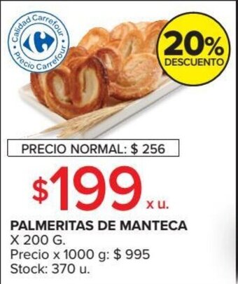 Carrefour Market Palmeritas de Manteca x 200g oferta