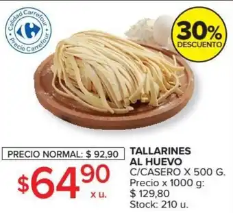 Carrefour Market Tallarines Al Huevo x 500g oferta