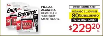 Carrefour Market Energizer Pila AA Alcalina x 4u oferta
