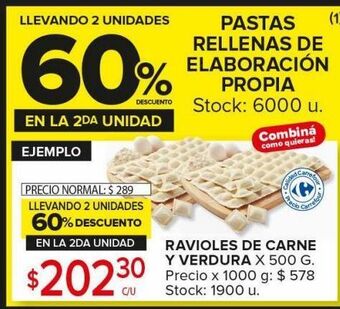 Carrefour Maxi Ravioles de carne y verdura x 500g oferta