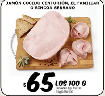 Cooperativa Obrera El Familiar o Rincón Serrano Jamón Cocido Centurión 100g oferta