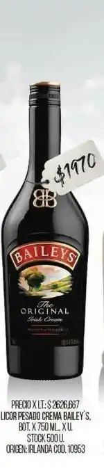 Coto Bailey's Pesado Crema Licor x 750ml oferta