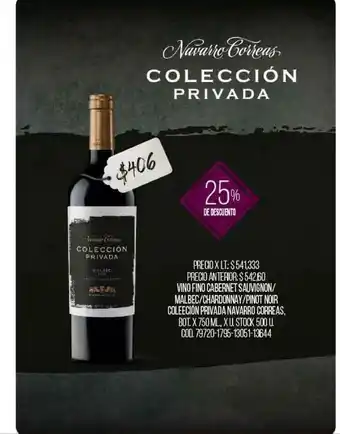 Coto Navarro Correas Vino Fino Cabernet Sauvignon Malbec Chardonnay Pinot Noir Colleción Privada x 750ml oferta