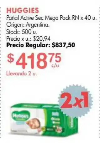 Simplicity Huggies Pañal Active Sec Mega Pack Rn x 40u oferta
