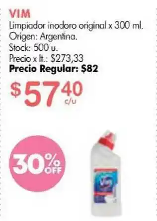 Simplicity Vim Limpiador Inodoro Original x 300ml oferta