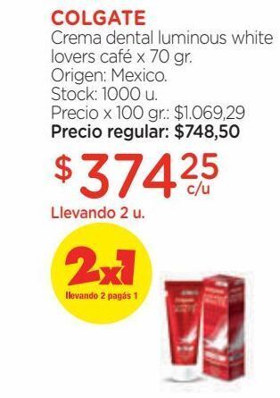 Farmacity Crema dental luminous white lovers café x 70 gr. oferta