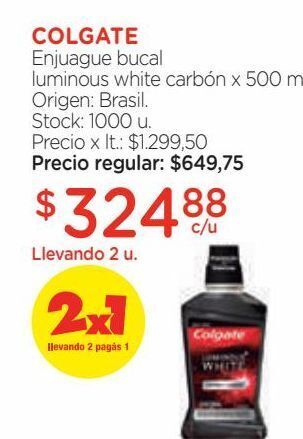 Farmacity Enjuague bucal luminous white carbón x 500 ml. oferta