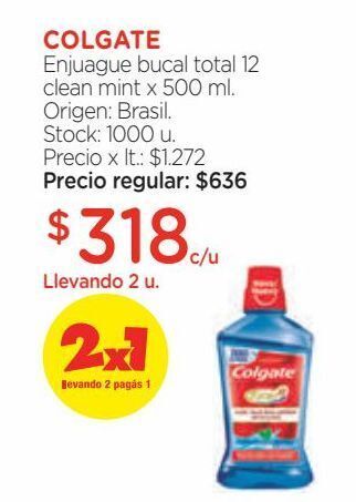 Farmacity Enjuague bucal total 12 clean mint x 500 ml. oferta