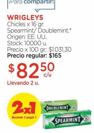 Farmacity Chicles spearmint sabor menta verde x 16 g oferta
