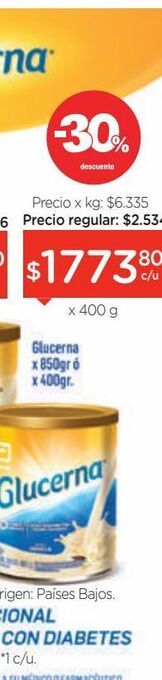 Farmacity Suplemento dietario glucerna sabor vainilla en polvo x 400 g oferta