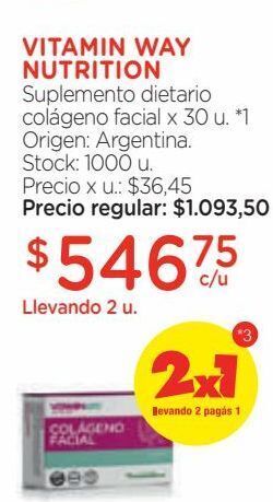 Farmacity Suplemento dietario vitamin way colágeno facial x 30 un oferta