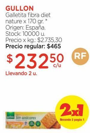 Farmacity Galletitas gullón fibra diet nature sin azúcar x 170 g oferta