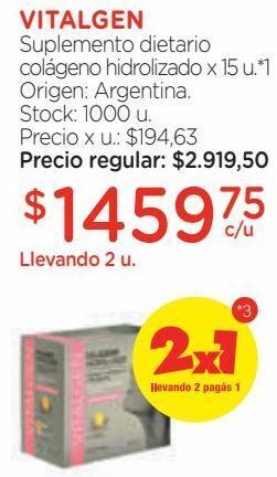 Farmacity Suplemento dietario vitalgen colágeno hidrolizado x 15 un oferta