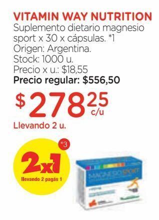 Farmacity Suplemento dietario vitamin way magnesio sport x 30 x cápsulas oferta