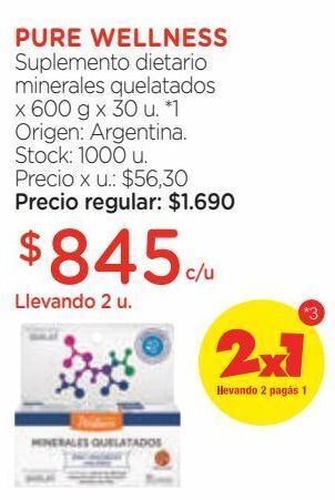 Farmacity Suplemento dietario pure wellness minerales quelatados x 600 g x 30 un oferta