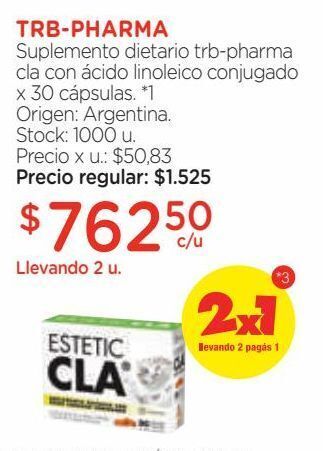 Farmacity Suplemento dietario trb-pharma estetic cla con ácido linoleico conjugado x 30 cápsulas oferta