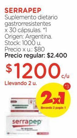 Farmacity Suplemento dietario framingham pharm serrapep gastrorresistentes x 30 cápsulas oferta