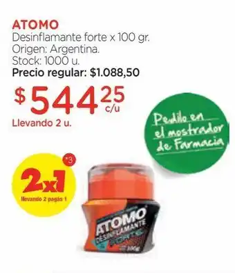 Farmacity Atomo desinflamante forte x 100 gr. oferta
