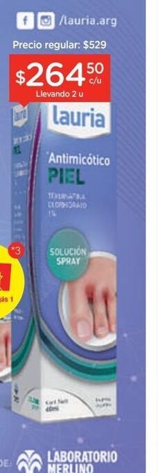 Farmacity Lauria spray antimicotico x 60 ml oferta