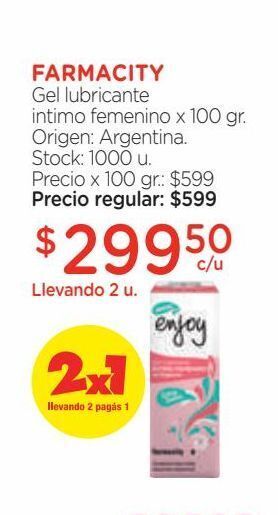 Farmacity Gel lubricante íntimo femenino x 100 gr oferta