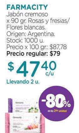 Farmacity Jabón cremoso x 90 gr. oferta