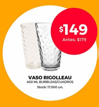 Supermercados Tadicor Vaso Rigolleau 400 ml Burbujas/Cuadros oferta