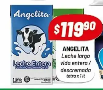 Almacor Angelita Leche larga vida entera / descremada tetra x 1 lt oferta
