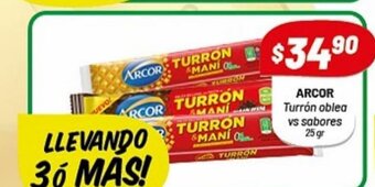 Almacor Arcor Turrón oblea vs sabores 25 gr oferta
