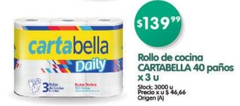 Supermercados Buenos Días Cartabella Rollo de cocina 40 paños x 3 u oferta