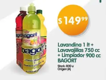 Supermercados Buenos Días Bagort Lavandina 1 lt+ Lavavajillas 750cc + Limpiador 900cc oferta