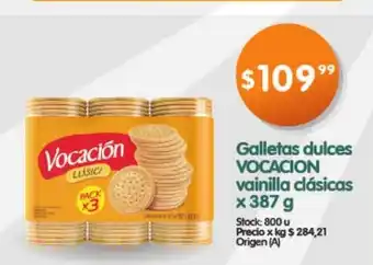 Supermercados Buenos Días Vocacion Galletas dulces vainillas clàsicas x 387g oferta