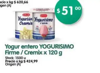 Supermercados Buenos Días Yogurisimo Yogur entero Firme/Cremix x 120g oferta