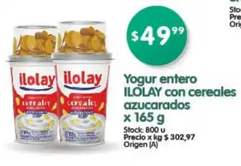 Supermercados Buenos Días Ilolay Yogur entero con cereales azucarados x 165g oferta