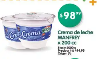 Supermercados Buenos Días Manfrey Crema de leche x 200cc oferta