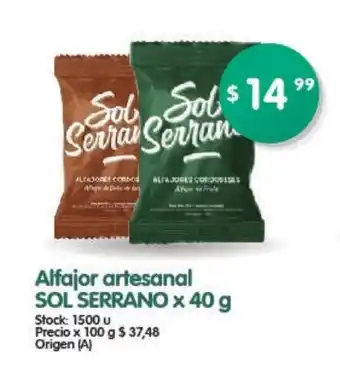 Supermercados Buenos Días Sol Serrano Alfajor artesanal x 40g oferta
