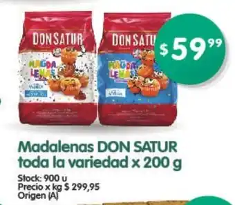 Supermercados Buenos Días Don Satur Madalenas toda la variedad x 200g oferta