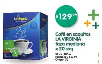 Supermercados Buenos Días La Virginia Cafè en saquitos taza mediana x 20saq oferta