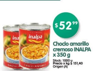 Supermercados Buenos Días Inalpa Choclo amarillo cremoso x 350g oferta