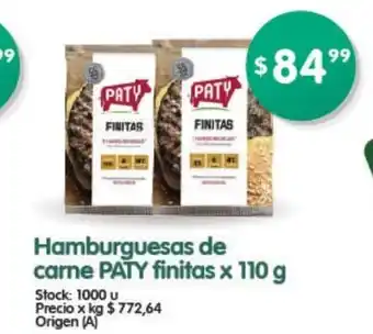 Supermercados Buenos Días Paty Hamburguesa de carne finitas 110g oferta