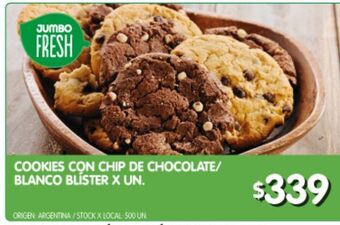Jumbo Cookies con chip de chocolate / blanco x un oferta